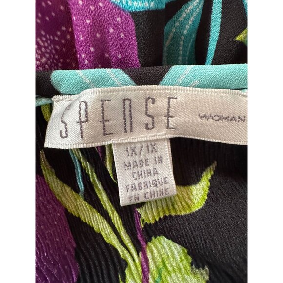 Spense Women's Floral Print Black Tunic Top 1X Polyester Lightweight Flowy Long - Picture 16 of 16